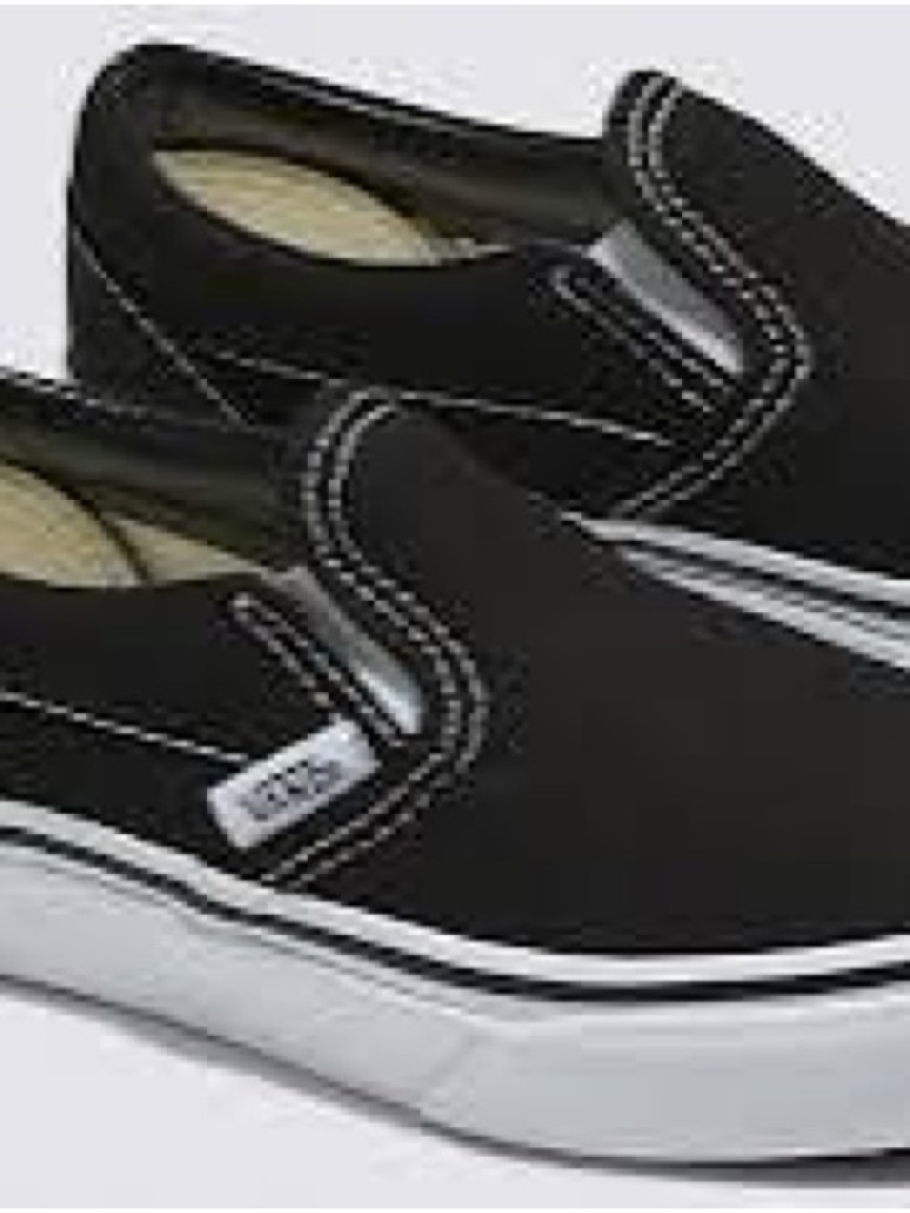 Vans Black Canvas Slip-On Loafers with White Sole